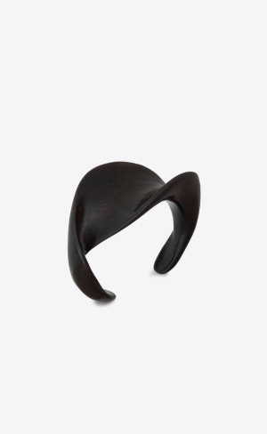 YSL Twist Cuff In Bamboo Dunkelbraun Gold | 31248-KMNH