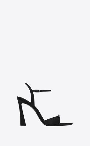 YSL Venue Sandals In Crepe Satin Schwarz | 95074-HTYL