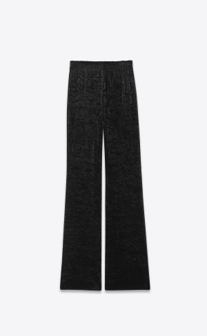 YSL Weite-leg Pants In Velvet Schwarz | 74190-ZDAG