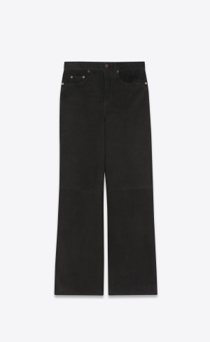 YSL Weite-leg Pants In Wildleder Schwarz | 52014-YWTF