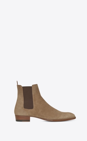 YSL Wyatt Chelsea Boots In Wildleder Braun | 97582-YPDI