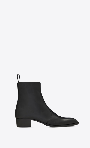 YSL Wyatt Zipped Boots In Smooth Leder Schwarz | 53689-POMK